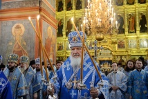 В праздник Иверской иконы Божией Матери Патриарх Кирилл возглавил Литургию в Новодевичьем монастыре г. Москвы