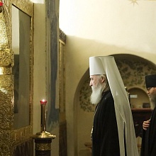 Председатель Синодального отдела по монастырям и монашеству совершил Литургию в Обители